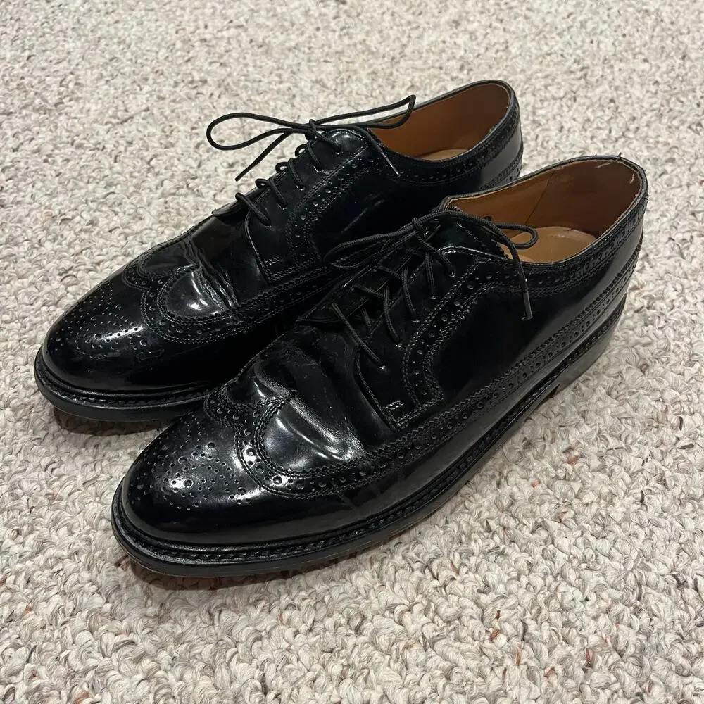 Florsheim Kenmoor Wingtip Oxford Shoes Mens 10.5 Black Classic Formal Casual